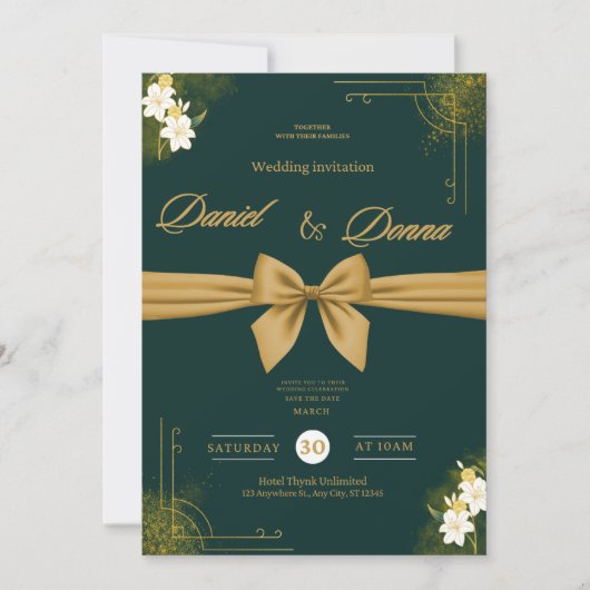 Forest Green Ivy Ornament Wedding Invitation 招待状 (正面)