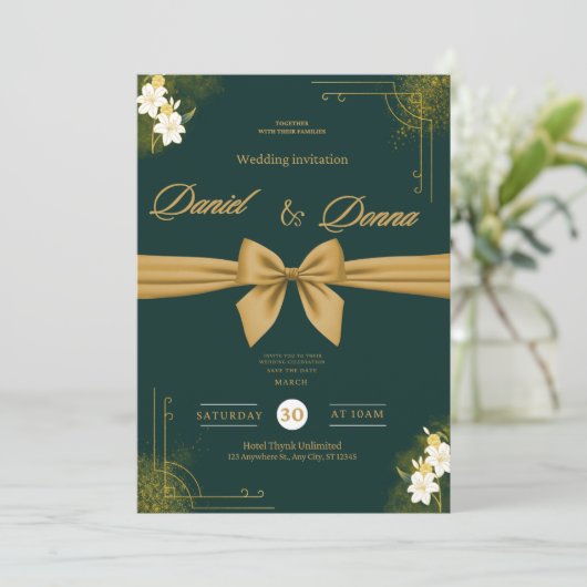Forest Green Ivy Ornament Wedding Invitation 招待状 (スタンド正面)