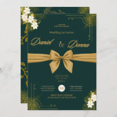 Forest Green Ivy Ornament Wedding Invitation 招待状 (正面/裏面)