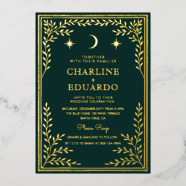 Forest Green Ivy Ornament Wedding Invitation 箔招待状