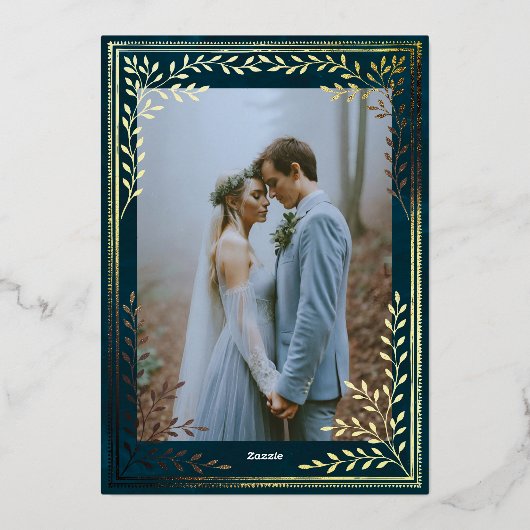 Forest Green Ivy Ornament Wedding Invitation 箔招待状 (裏面)