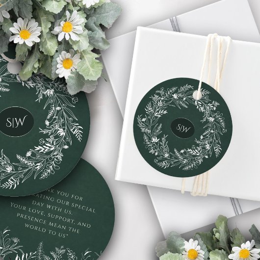 Forest Green Leafy Wreath Monogram Nature フェイバータグ