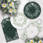 Forest Green Leafy Wreath Monogram Nature フェイバータグ
