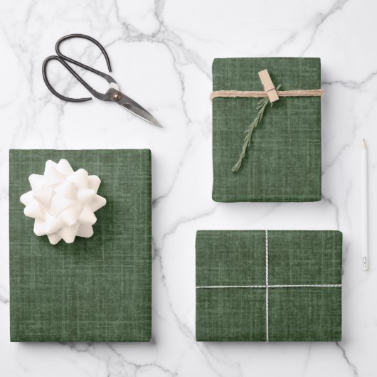 Forest Green Linen ラッピングペーパーシート (正面)