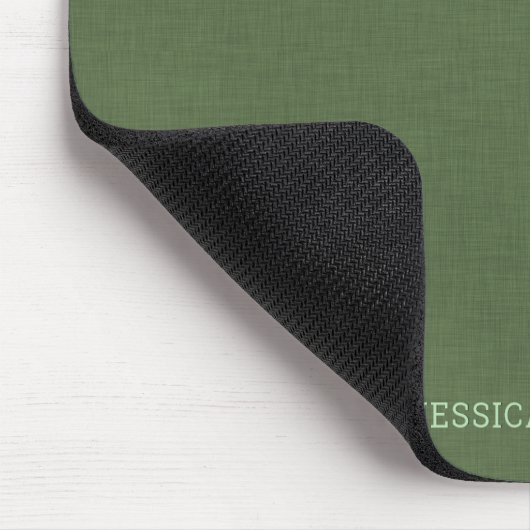 Forest-green linen personalizable typography マウスパッド (コーナー)