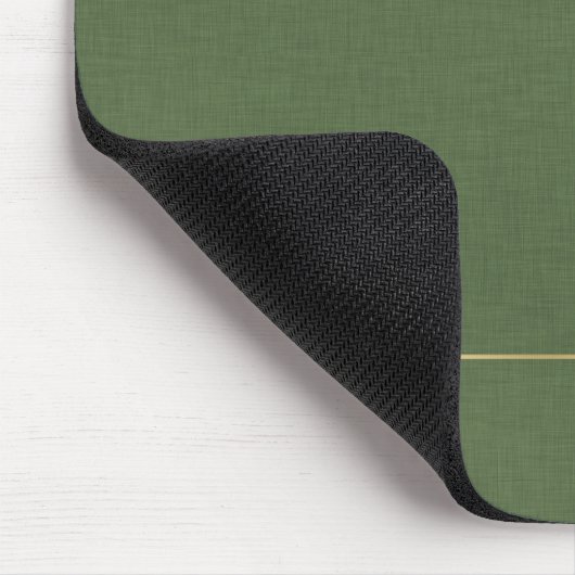 Forest Green Linen Texture Image Gold frame マウスパッド (コーナー)