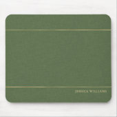 Forest Green Linen Texture Image Gold frame マウスパッド (正面)