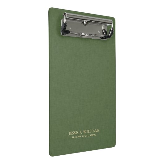 Forest Green Linen Texture Image Gold frame ミニクリップボード (アングル)