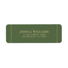 Forest Green Linen Texture Image Gold frame ラベル