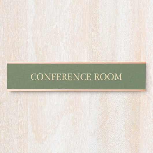 Forest Green Linen Texture  Imitation サインプレート (正面)