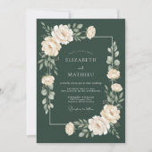Forest Green Lush Botanical Wedding 招待状 (正面)