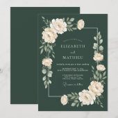 Forest Green Lush Botanical Wedding 招待状 (正面/裏面)