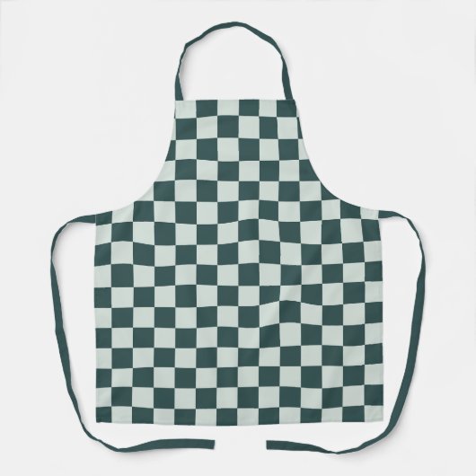 Forest green moss checkerboard pattern エプロン (正面)