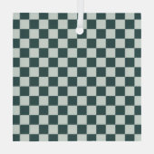 Forest green moss checkerboard pattern ガラスオーナメント (裏面)