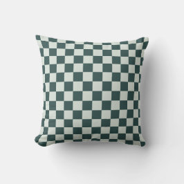 Forest green moss checkerboard pattern クッション