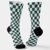 Forest green moss checkerboard pattern ソックス (傾斜あり)