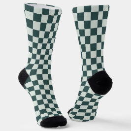 Forest green moss checkerboard pattern ソックス