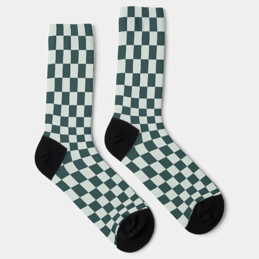 Forest green moss checkerboard pattern ソックス (右)