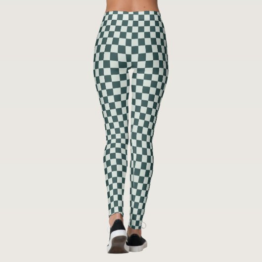 Forest green moss checkerboard pattern レギンス (裏面)