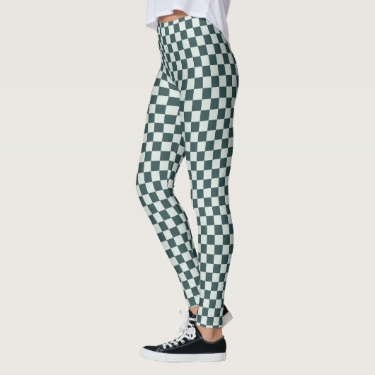 Forest green moss checkerboard pattern レギンス (左)