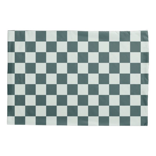 Forest green moss checkerboard pattern 枕カバー (裏面-左)