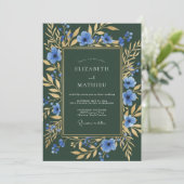 Forest Green Opulent Anemone Wedding 招待状 (スタンド正面)