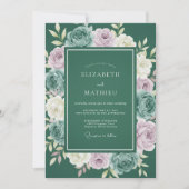 Forest Green Painterly Botanical Wedding 招待状 (正面)