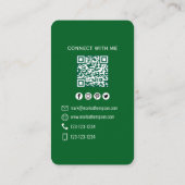 Forest Green Photo QR Code Connect With Me 名刺 (裏面)