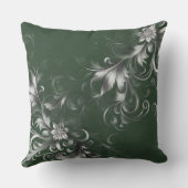Forest Green Pillow with Elegant Silver Accents クッション (裏面)