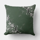 Forest Green Pillow with Elegant Silver Accents クッション (正面)