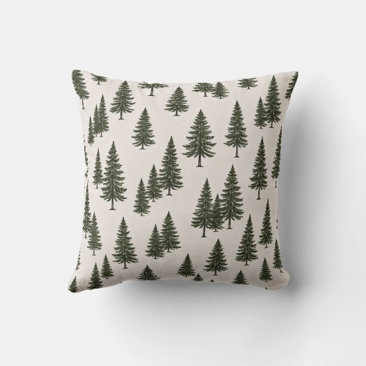 Forest Green Pine Tree Woodland Pattern クッション (裏面)