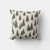 Forest Green Pine Tree Woodland Pattern クッション (正面)