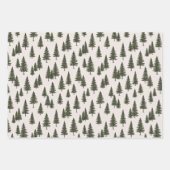 Forest Green Pine Tree Woodland Pattern ラッピングペーパーシート (正面)