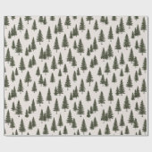 Forest Green Pine Tree Woodland Pattern ラッピングペーパー (フラット)