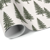 Forest Green Pine Tree Woodland Pattern ラッピングペーパー (ロールコーナー)