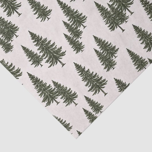 Forest Green Pine Tree Woodland Pattern 薄葉紙 (詳細)