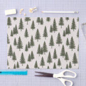 Forest Green Pine Tree Woodland Pattern 薄葉紙 (クラフト)