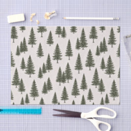 Forest Green Pine Tree Woodland Pattern 薄葉紙