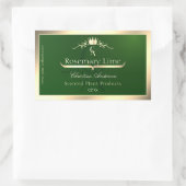 Forest Green Product Label Gold Frame and Monogram 長方形シール (バッグ)