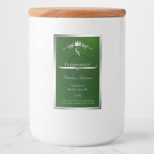 Forest Green Product Label Silver Frame Monogram フードラベル (正面)