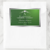Forest Green Product Label Silver Frame Monogram 長方形シール (バッグ)