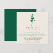 Forest Green & Red | Christmas Wedding Thank You 招待状 (正面/裏面)