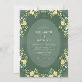 Forest Green Refined Botanical Wedding 招待状 (正面)