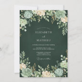 Forest Green Rich Succulent Wedding 招待状 (正面)