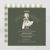 Forest Green Silly Goose neutral  Baby Shower  招待状 (正面/裏面)