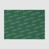 Forest Green & Silver Script Sophisticated Wedding 薄葉紙 (正面)