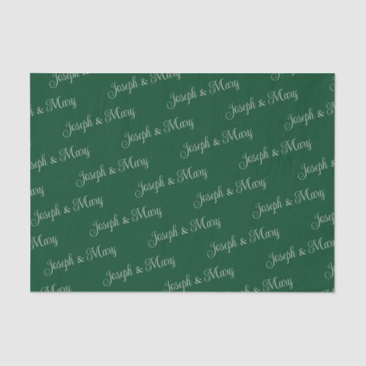 Forest Green & Silver Script Sophisticated Wedding 薄葉紙 (正面)