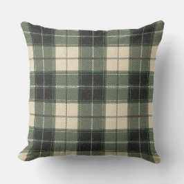 Forest Green Tartan Snowflake Throw Pillow | Cozy クッション