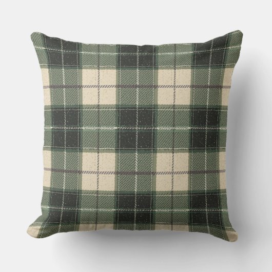 Forest Green Tartan Snowflake Throw Pillow | Cozy クッション (正面)