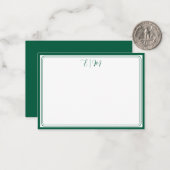 Forest Green three Border Monogram Note Card ノートカード (正面/裏面インサイチュ)